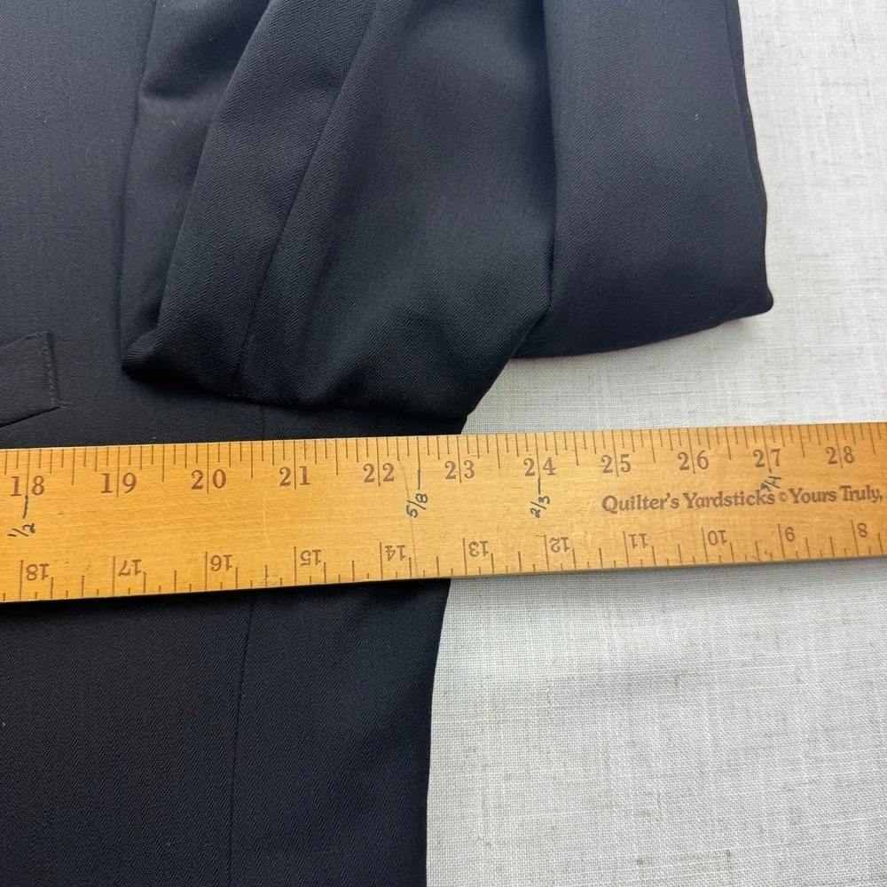Nino Cerruti Feathergab Mens Black 100% Wool 2 Piece Suit Blazer‎ Trousers VTG